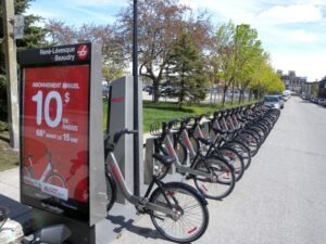 A Bixi bicycle sharing station in Montreal.